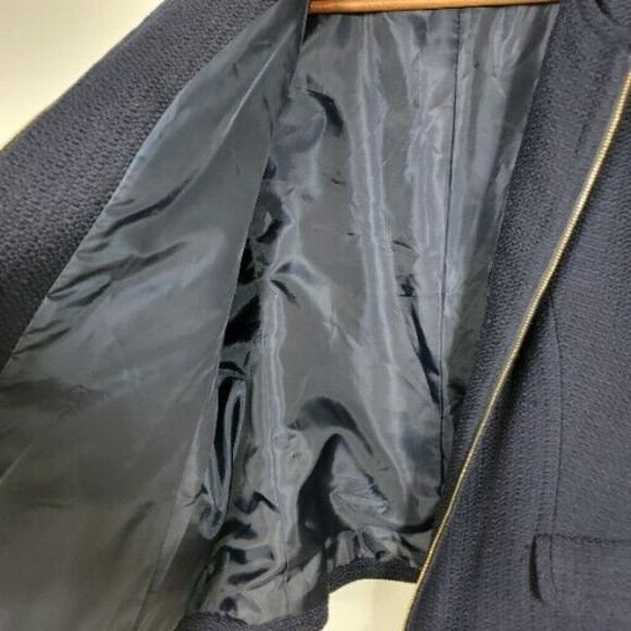 Talbots Women's Size 16 Navy Blue Blazer Jacket Gold Hardware Full Zip - Picture 3 of 8